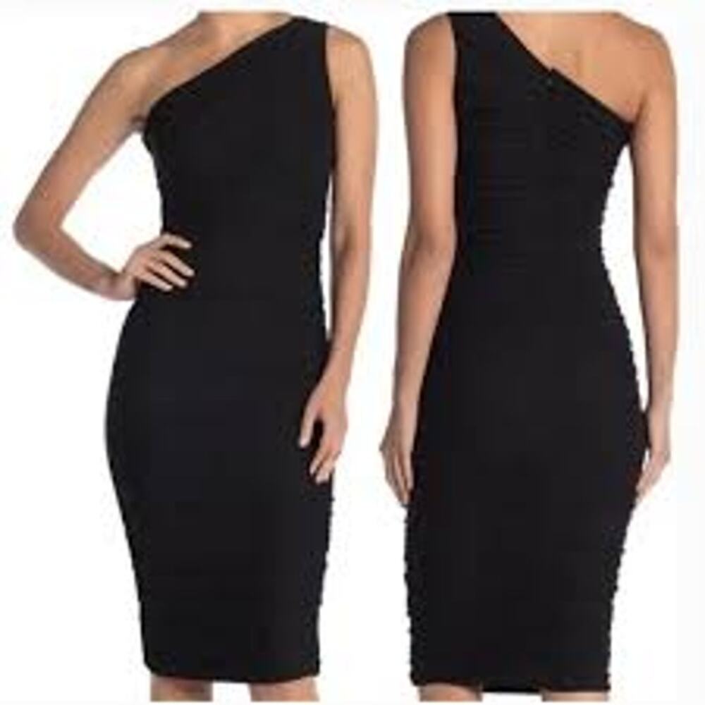 Love X Design Women Mesh Sexy Bodycon Dress One Shoulder Black Event Large